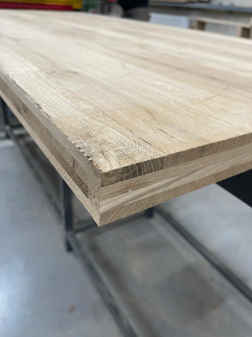 EIKFORM reclaimed oak panel — three-layer engineered edge view